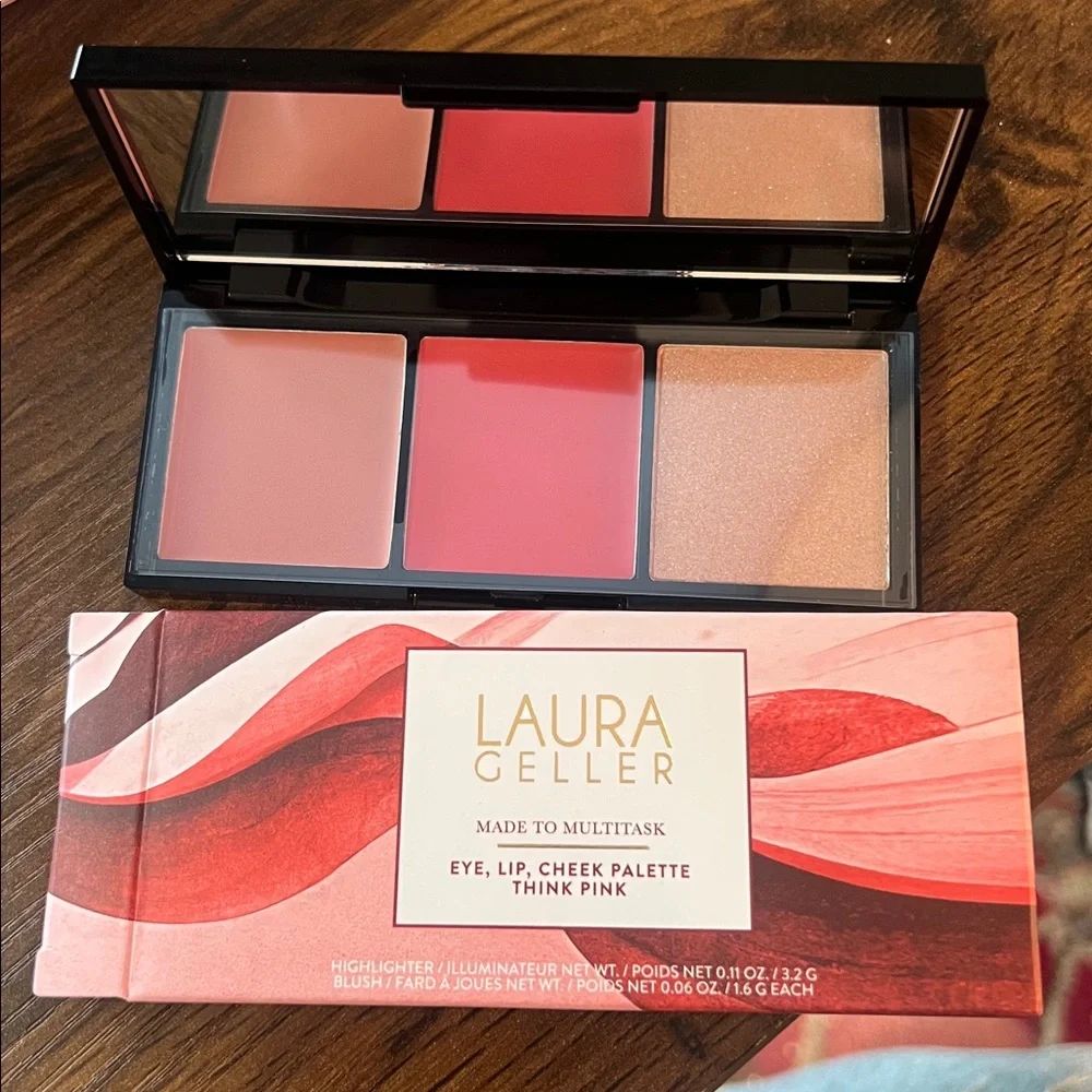 NIB Laura Geller Eye Lip Cheek Palette in Think Pink